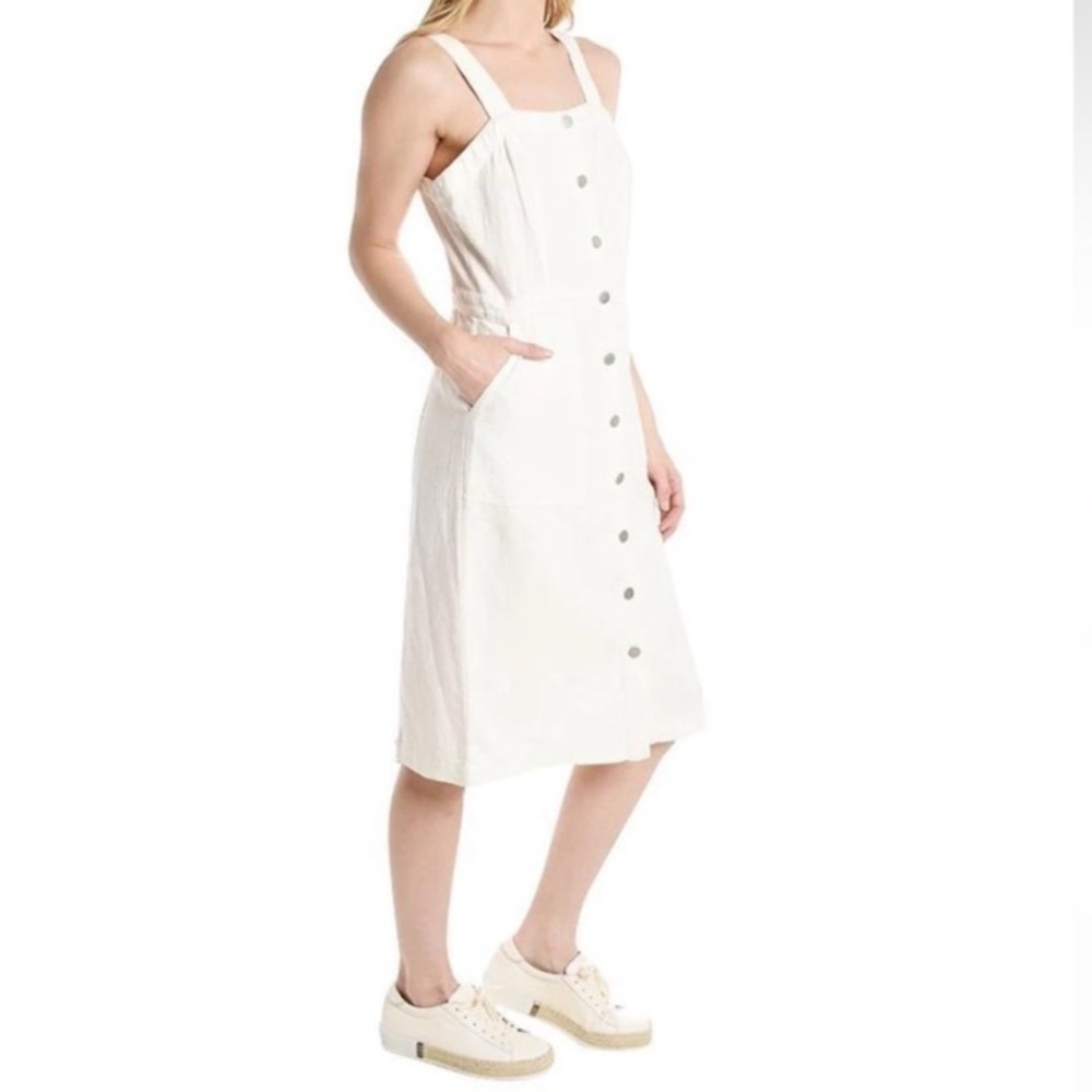 NWT Skies Are Blue SNAP White Linen Button Up Dress sz L